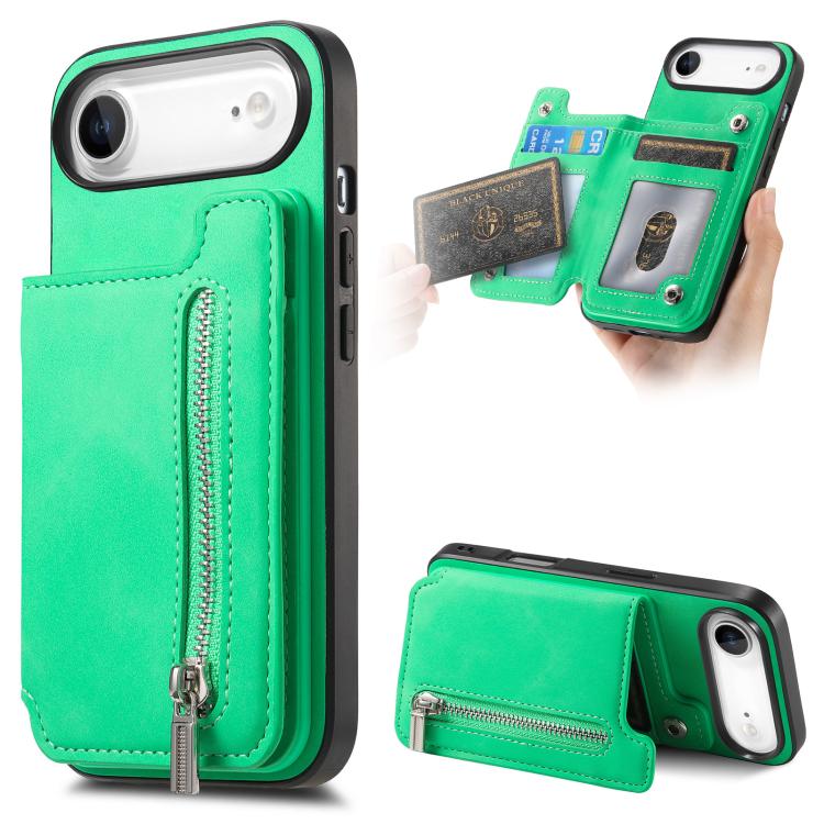 Retro MagSafe Zipper Wallet Card Bag Back Phone Case, For iPhone 17, For iPhone Air, For iPhone 16 Pro Max, For iPhone 16 Pro, For iPhone 16 Plus, For iPhone 16