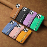 Retro MagSafe Zipper Wallet Card Bag Back Phone Case, For iPhone 14 Pro, For iPhone 14 Pro Max, For iPhone 13 Pro Max, For iPhone 13 Pro, For iPhone 13, For iPhone 12 Pro Max