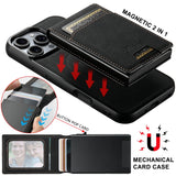 Suteni H19 Litchi Grain 2-in-1 MagSafe Removable Card Box Back Phone Case, For iPhone 12 Pro, For iPhone 17e / 16e