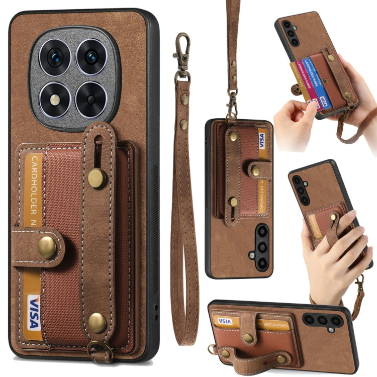 Retro Cross Wristband Wallet Leather Back Phone Case, For Xiaomi Redmi Note 14 Pro+ 5G, For Xiaomi Redmi Note 14 Pro 5G