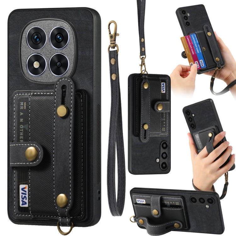 Retro Cross Wristband Wallet Leather Back Phone Case, For Xiaomi Redmi Note 14 Pro+ 5G, For Xiaomi Redmi Note 14 Pro 5G