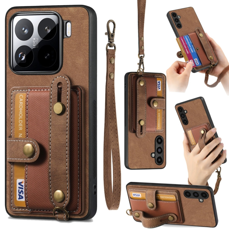Retro Cross Wristband Wallet Leather Back Phone Case, For Redmi 15C 5G / 4G Global 171mm, For Redmi K80 Pro / Poco F7 Ultra, For Redmi K80 / Poco F7 Pro, For Redmi Turbo 4, For Xiaomi Poco X7 Pro, For Xiaomi 15 Pro, For Xiaomi 15                       ...