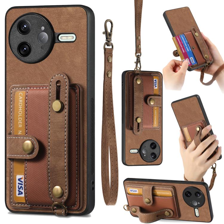 Retro Cross Wristband Wallet Leather Back Phone Case, For Redmi 15C 5G / 4G Global 171mm, For Redmi K80 Pro / Poco F7 Ultra, For Redmi K80 / Poco F7 Pro, For Redmi Turbo 4, For Xiaomi Poco X7 Pro, For Xiaomi 15 Pro, For Xiaomi 15                       ...