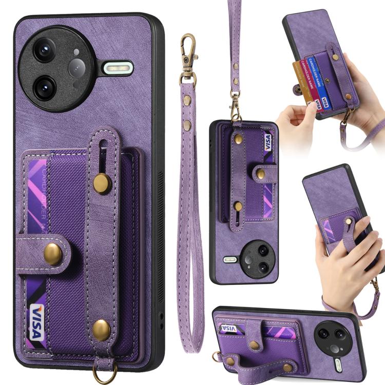 Retro Cross Wristband Wallet Leather Back Phone Case, For Redmi 15C 5G / 4G Global 171mm, For Redmi K80 Pro / Poco F7 Ultra, For Redmi K80 / Poco F7 Pro, For Redmi Turbo 4, For Xiaomi Poco X7 Pro, For Xiaomi 15 Pro, For Xiaomi 15                       ...