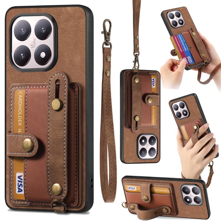 Retro Cross Wristband Wallet Leather Back Phone Case, For Redmi Note 15 Pro+ 5G, For Redmi Note 15 4G / 5G Global 164mm, For Redmi Note 15 Pro 4G Global 163.2mm, For Xiaomi 17 Pro Max, For Redmi Note 15 Pro 5G, For Xiaomi 17 Pro, For Xiaomi 15T Pro    ...