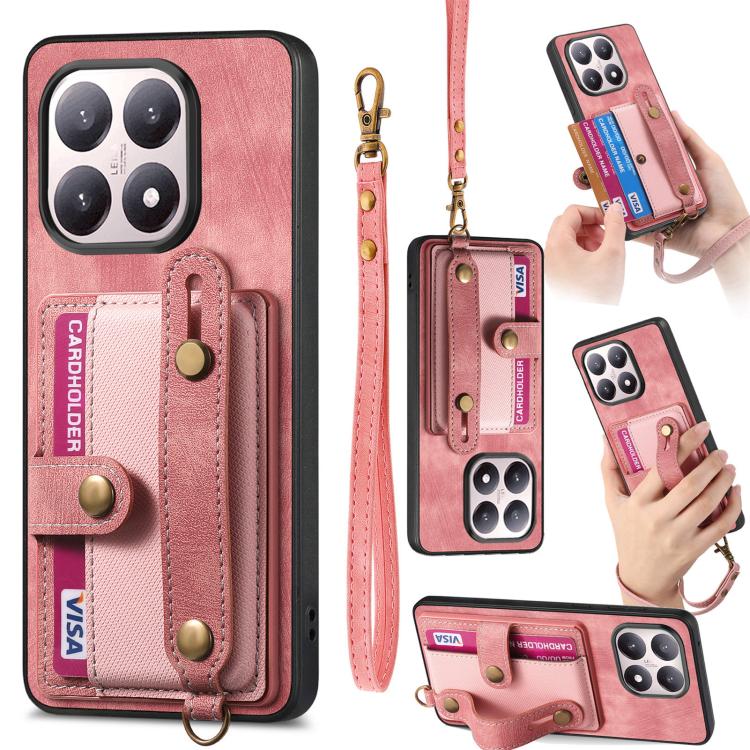 Retro Cross Wristband Wallet Leather Back Phone Case, For Redmi Note 15 Pro+ 5G, For Redmi Note 15 4G / 5G Global 164mm, For Redmi Note 15 Pro 4G Global 163.2mm, For Xiaomi 17 Pro Max, For Redmi Note 15 Pro 5G, For Xiaomi 17 Pro, For Xiaomi 15T Pro    ...