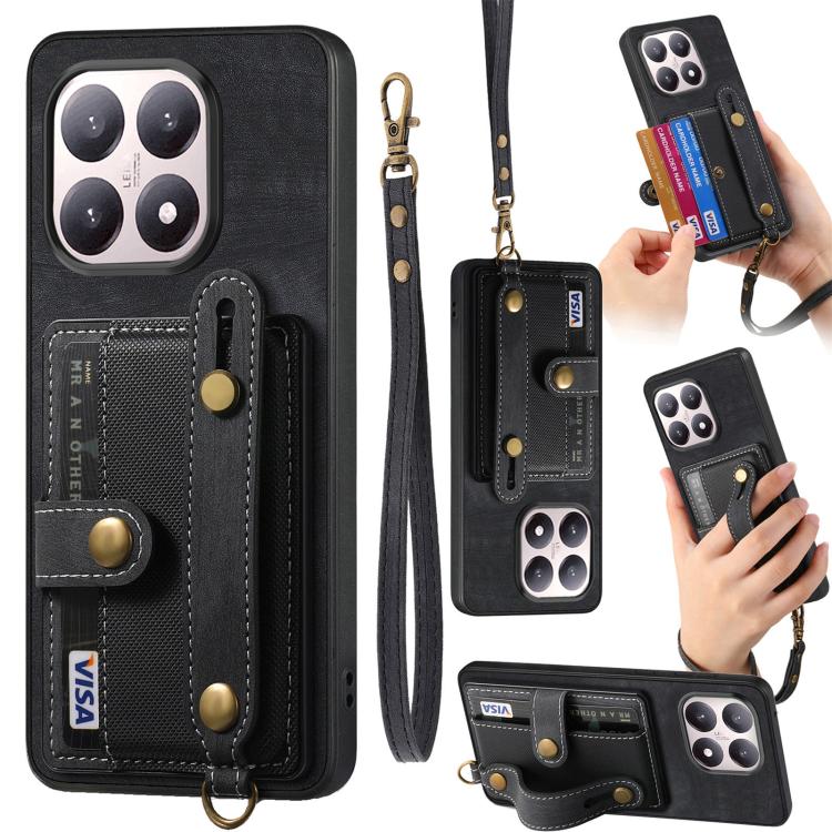 Retro Cross Wristband Wallet Leather Back Phone Case, For Redmi Note 15 Pro+ 5G, For Redmi Note 15 4G / 5G Global 164mm, For Redmi Note 15 Pro 4G Global 163.2mm, For Xiaomi 17 Pro Max, For Redmi Note 15 Pro 5G, For Xiaomi 17 Pro, For Xiaomi 15T Pro    ...