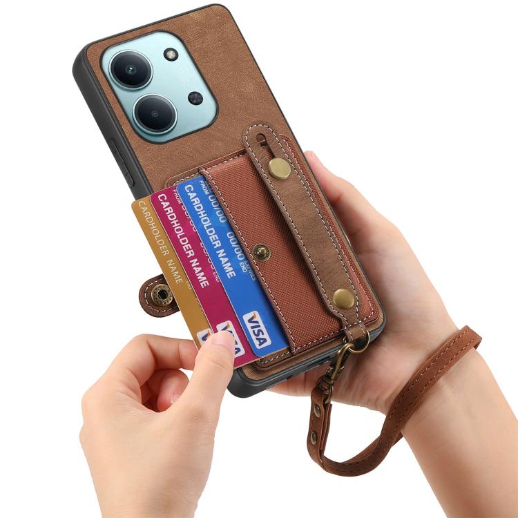 Retro Cross Wristband Wallet Leather Back Phone Case, For Redmi 15C 5G / 4G Global 171mm, For Redmi K80 Pro / Poco F7 Ultra, For Redmi K80 / Poco F7 Pro, For Redmi Turbo 4, For Xiaomi Poco X7 Pro, For Xiaomi 15 Pro, For Xiaomi 15                       ...