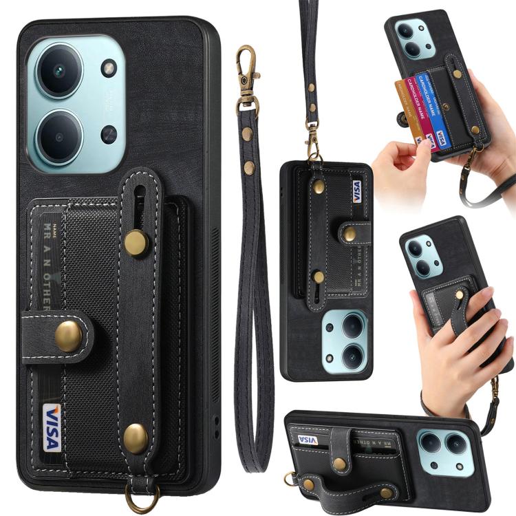 Retro Cross Wristband Wallet Leather Back Phone Case, For Redmi 15C 5G / 4G Global 171mm, For Redmi K80 Pro / Poco F7 Ultra, For Redmi K80 / Poco F7 Pro, For Redmi Turbo 4, For Xiaomi Poco X7 Pro, For Xiaomi 15 Pro, For Xiaomi 15                       ...
