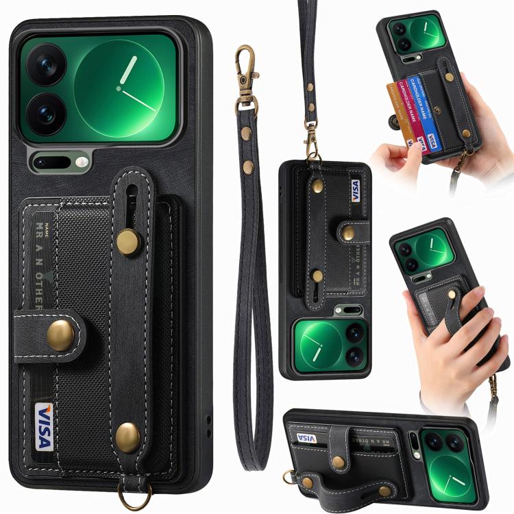 Retro Cross Wristband Wallet Leather Back Phone Case, For Redmi Note 15 Pro+ 5G, For Redmi Note 15 4G / 5G Global 164mm, For Redmi Note 15 Pro 4G Global 163.2mm, For Xiaomi 17 Pro Max, For Redmi Note 15 Pro 5G, For Xiaomi 17 Pro, For Xiaomi 15T Pro    ...