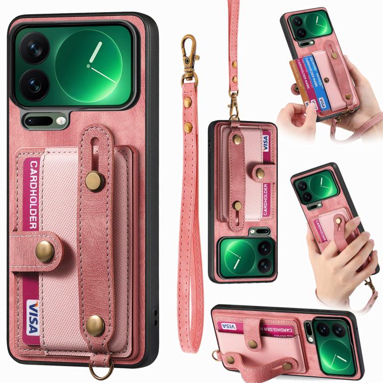 Retro Cross Wristband Wallet Leather Back Phone Case, For Redmi Note 15 Pro+ 5G, For Redmi Note 15 4G / 5G Global 164mm, For Redmi Note 15 Pro 4G Global 163.2mm, For Xiaomi 17 Pro Max, For Redmi Note 15 Pro 5G, For Xiaomi 17 Pro, For Xiaomi 15T Pro    ...