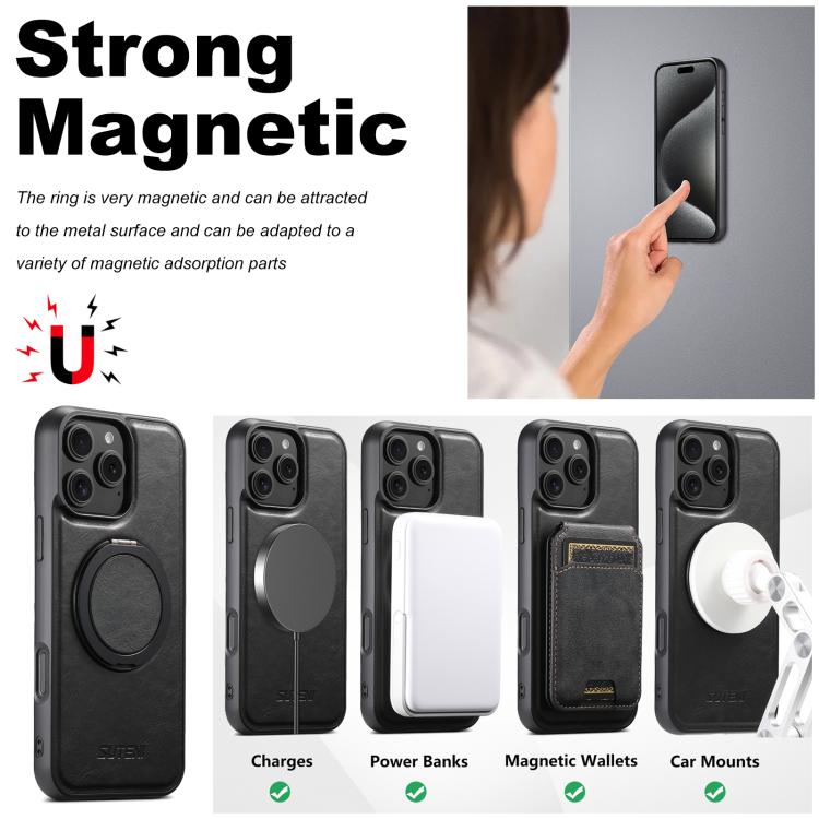 Suteni G3 Oil Wax 360 Rotation Holder MagSafe Back Phone Case, For iPhone 14, For iPhone 14 Pro, For iPhone 14 Pro Max, For iPhone 13 Pro Max, For iPhone 13 Pro, For iPhone 13, For iPhone 12, For iPhone 12 Pro Max, For iPhone 12 Pro