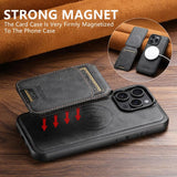 Suteni M5 Magnetic Card Bag MagSafe Cowhide Texture Leather Phone Case, For iPhone 14, For iPhone 14 Pro, For iPhone 14 Pro Max, For iPhone 13 Pro Max, For iPhone 13 Pro, For iPhone 13, For iPhone 12, For iPhone 12 Pro Max, For iPhone 12 Pro