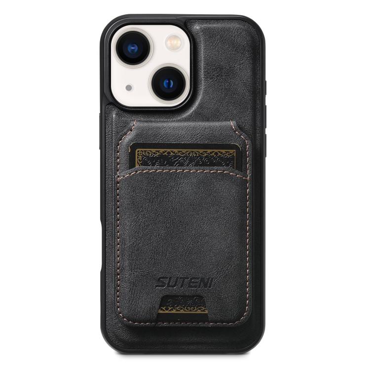 Suteni M5 Magnetic Card Bag MagSafe Cowhide Texture Leather Phone Case, For iPhone 14, For iPhone 14 Pro, For iPhone 14 Pro Max, For iPhone 13 Pro Max, For iPhone 13 Pro, For iPhone 13, For iPhone 12, For iPhone 12 Pro Max, For iPhone 12 Pro
