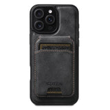 Suteni M5 Magnetic Card Bag MagSafe Cowhide Texture Leather Phone Case, For iPhone 14, For iPhone 14 Pro, For iPhone 14 Pro Max, For iPhone 13 Pro Max, For iPhone 13 Pro, For iPhone 13, For iPhone 12, For iPhone 12 Pro Max, For iPhone 12 Pro