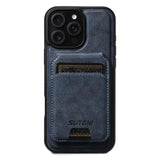 Suteni M5 Magnetic Card Bag MagSafe Cowhide Texture Leather Phone Case, For iPhone 14, For iPhone 14 Pro, For iPhone 14 Pro Max, For iPhone 13 Pro Max, For iPhone 13 Pro, For iPhone 13, For iPhone 12, For iPhone 12 Pro Max, For iPhone 12 Pro