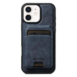 Suteni M5 Magnetic Card Bag MagSafe Cowhide Texture Leather Phone Case, For iPhone 13 Pro Max, For iPhone 13 Pro, For iPhone 13, For iPhone 12, For iPhone 12 Pro Max, For iPhone 12 Pro