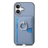 Carbon Fiber Ring Side Insert Card Bag MagSafe Phone Case, For iPhone XS Max, For iPhone 7 / 8 / SE 2022, For iPhone X / XS, For iPhone 7 Plus / 8 Plus, For iPhone 6 Plus / 6s Plus, For iPhone 6 / 6s