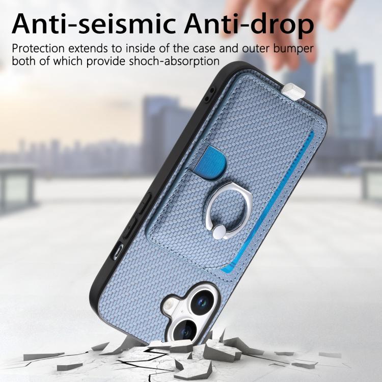 Carbon Fiber Ring Side Insert Card Bag MagSafe Phone Case, For iPhone XS Max, For iPhone 7 / 8 / SE 2022, For iPhone X / XS, For iPhone 7 Plus / 8 Plus, For iPhone 6 Plus / 6s Plus, For iPhone 6 / 6s