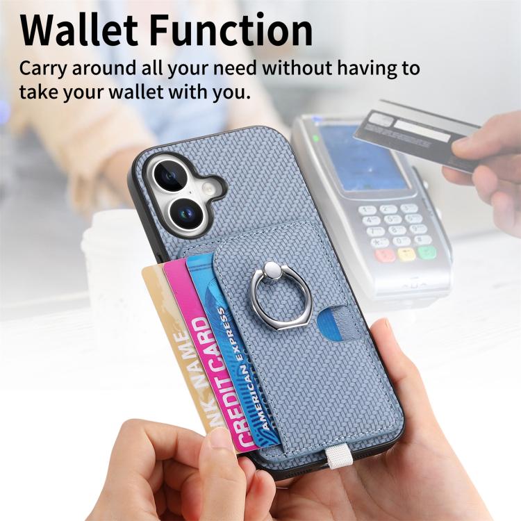 Carbon Fiber Ring Side Insert Card Bag MagSafe Phone Case, For iPhone XS Max, For iPhone 7 / 8 / SE 2022, For iPhone X / XS, For iPhone 7 Plus / 8 Plus, For iPhone 6 Plus / 6s Plus, For iPhone 6 / 6s