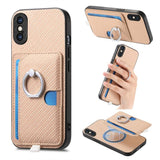 Carbon Fiber Ring Side Insert Card Bag MagSafe Phone Case, For iPhone XS Max, For iPhone 7 / 8 / SE 2022, For iPhone X / XS, For iPhone 7 Plus / 8 Plus, For iPhone 6 Plus / 6s Plus, For iPhone 6 / 6s