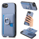 Carbon Fiber Ring Side Insert Card Bag MagSafe Phone Case, For iPhone XS Max, For iPhone 7 / 8 / SE 2022, For iPhone X / XS, For iPhone 7 Plus / 8 Plus, For iPhone 6 Plus / 6s Plus, For iPhone 6 / 6s