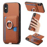 Carbon Fiber Ring Side Insert Card Bag MagSafe Phone Case, For iPhone XS Max, For iPhone 7 / 8 / SE 2022, For iPhone X / XS, For iPhone 7 Plus / 8 Plus, For iPhone 6 Plus / 6s Plus, For iPhone 6 / 6s