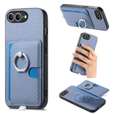Carbon Fiber Ring Side Insert Card Bag MagSafe Phone Case, For iPhone XS Max, For iPhone 7 / 8 / SE 2022, For iPhone X / XS, For iPhone 7 Plus / 8 Plus, For iPhone 6 Plus / 6s Plus, For iPhone 6 / 6s
