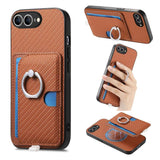 Carbon Fiber Ring Side Insert Card Bag MagSafe Phone Case, For iPhone XS Max, For iPhone 7 / 8 / SE 2022, For iPhone X / XS, For iPhone 7 Plus / 8 Plus, For iPhone 6 Plus / 6s Plus, For iPhone 6 / 6s