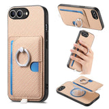 Carbon Fiber Ring Side Insert Card Bag MagSafe Phone Case, For iPhone XS Max, For iPhone 7 / 8 / SE 2022, For iPhone X / XS, For iPhone 7 Plus / 8 Plus, For iPhone 6 Plus / 6s Plus, For iPhone 6 / 6s