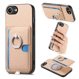 Carbon Fiber Ring Side Insert Card Bag MagSafe Phone Case, For iPhone XS Max, For iPhone 7 / 8 / SE 2022, For iPhone X / XS, For iPhone 7 Plus / 8 Plus, For iPhone 6 Plus / 6s Plus, For iPhone 6 / 6s