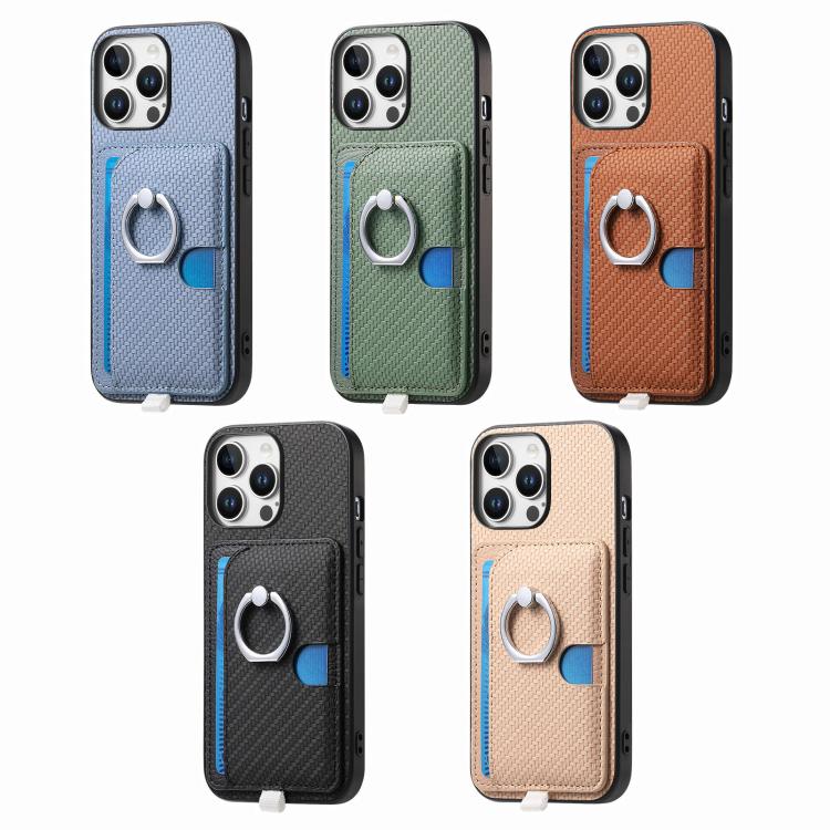 Carbon Fiber Ring Side Insert Card Bag MagSafe Phone Case, For iPhone XS Max, For iPhone 7 / 8 / SE 2022, For iPhone X / XS, For iPhone 7 Plus / 8 Plus, For iPhone 6 Plus / 6s Plus, For iPhone 6 / 6s