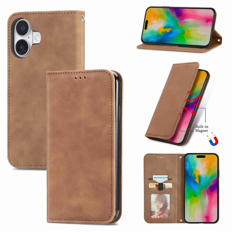 Retro Skin Feel Magnetic Flip Leather Phone Case, For iPhone 17 Pro Max, For iPhone 17 Pro, For iPhone 17, For iPhone Air