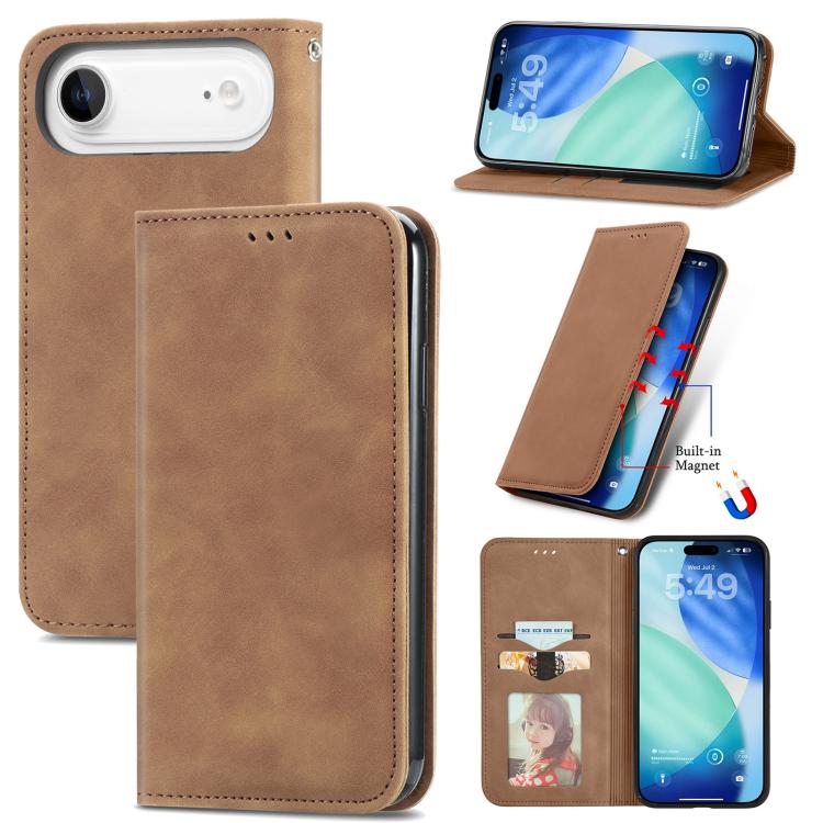 Retro Skin Feel Magnetic Flip Leather Phone Case, For iPhone 17 Pro Max, For iPhone 17 Pro, For iPhone 17, For iPhone Air