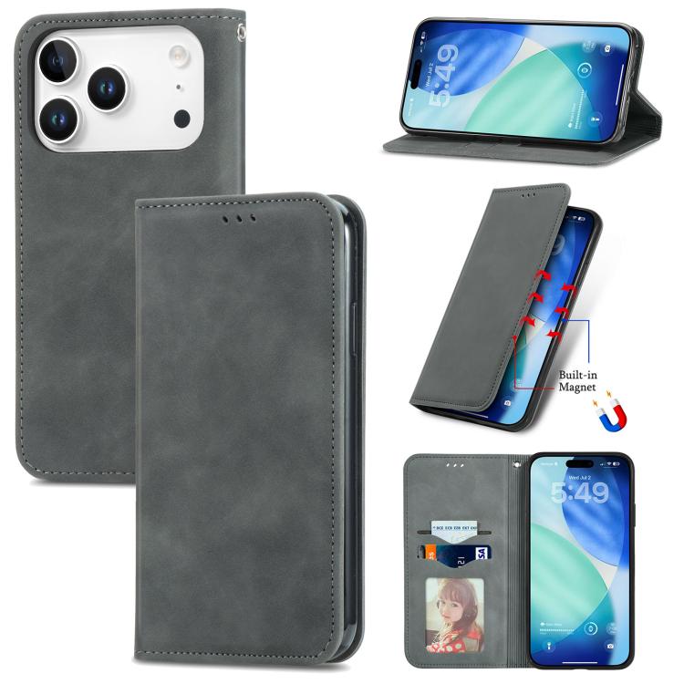 Retro Skin Feel Magnetic Flip Leather Phone Case, For iPhone 17 Pro Max, For iPhone 17 Pro, For iPhone 17, For iPhone Air