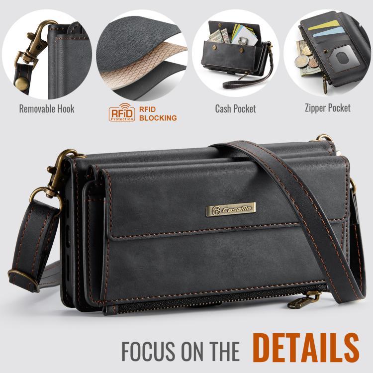 CaseMe C39 RFID Blocking Zipper Wallet Leather Phone Case with Crossbody Strap, For iPhone 15 Pro Max, For iPhone 15 Pro, For iPhone 15 Plus, For iPhone 15, For iPhone 14 Plus, For iPhone 14, For iPhone 14 Pro, For iPhone 14 Pro Max                    ...