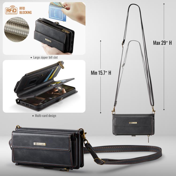CaseMe C39 RFID Blocking Zipper Wallet Leather Phone Case with Crossbody Strap, For iPhone 15 Pro Max, For iPhone 15 Pro, For iPhone 15 Plus, For iPhone 15, For iPhone 14 Plus, For iPhone 14, For iPhone 14 Pro, For iPhone 14 Pro Max                    ...