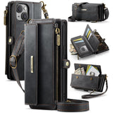 CaseMe C39 RFID Blocking Zipper Wallet Leather Phone Case with Crossbody Strap, For iPhone 15 Pro Max, For iPhone 15 Pro, For iPhone 15 Plus, For iPhone 15, For iPhone 14 Plus, For iPhone 14, For iPhone 14 Pro, For iPhone 14 Pro Max                    ...