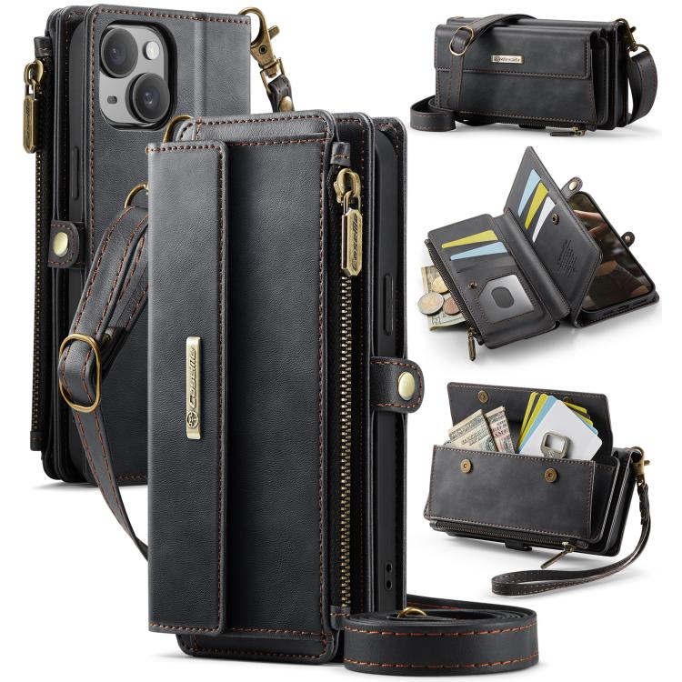 CaseMe C39 RFID Blocking Zipper Wallet Leather Phone Case with Crossbody Strap, For iPhone 15 Pro Max, For iPhone 15 Pro, For iPhone 15 Plus, For iPhone 15, For iPhone 14 Plus, For iPhone 14, For iPhone 14 Pro, For iPhone 14 Pro Max                    ...