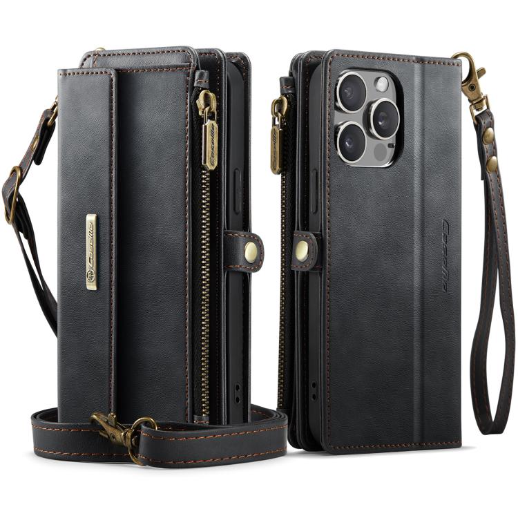 CaseMe C39 RFID Blocking Zipper Wallet Leather Phone Case with Crossbody Strap, For iPhone 13 Pro Max, For iPhone 13 Pro, For iPhone 13, For iPhone 13 mini, For iPhone 12 / 12 Pro, For iPhone 12 Pro Max, For iPhone 12 mini, For iPhone 11 Pro Max       ...