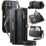 CaseMe C39 RFID Blocking Zipper Wallet Leather Phone Case with Crossbody Strap, For iPhone 13 Pro Max, For iPhone 13 Pro, For iPhone 13, For iPhone 13 mini, For iPhone 12 / 12 Pro, For iPhone 12 Pro Max, For iPhone 12 mini, For iPhone 11 Pro Max       ...