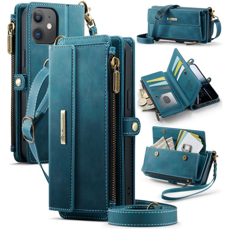 CaseMe C39 RFID Blocking Zipper Wallet Leather Phone Case with Crossbody Strap, For iPhone 13 Pro Max, For iPhone 13 Pro, For iPhone 13, For iPhone 13 mini, For iPhone 12 / 12 Pro, For iPhone 12 Pro Max, For iPhone 12 mini, For iPhone 11 Pro Max       ...