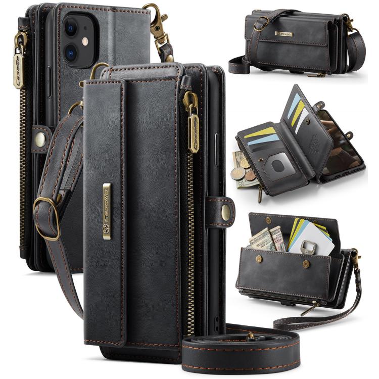 CaseMe C39 RFID Blocking Zipper Wallet Leather Phone Case with Crossbody Strap, For iPhone 13 Pro Max, For iPhone 13 Pro, For iPhone 13, For iPhone 13 mini, For iPhone 12 / 12 Pro, For iPhone 12 Pro Max, For iPhone 12 mini, For iPhone 11 Pro Max       ...