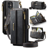 CaseMe C39 RFID Blocking Zipper Wallet Leather Phone Case with Crossbody Strap, For iPhone 13 Pro Max, For iPhone 13 Pro, For iPhone 13, For iPhone 13 mini, For iPhone 12 / 12 Pro, For iPhone 12 Pro Max, For iPhone 12 mini, For iPhone 11 Pro Max       ...