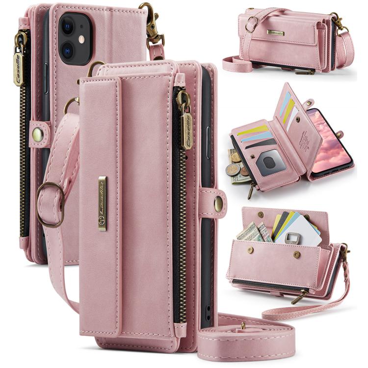 CaseMe C39 RFID Blocking Zipper Wallet Leather Phone Case with Crossbody Strap, For iPhone 13 Pro Max, For iPhone 13 Pro, For iPhone 13, For iPhone 13 mini, For iPhone 12 / 12 Pro, For iPhone 12 Pro Max, For iPhone 12 mini, For iPhone 11 Pro Max       ...