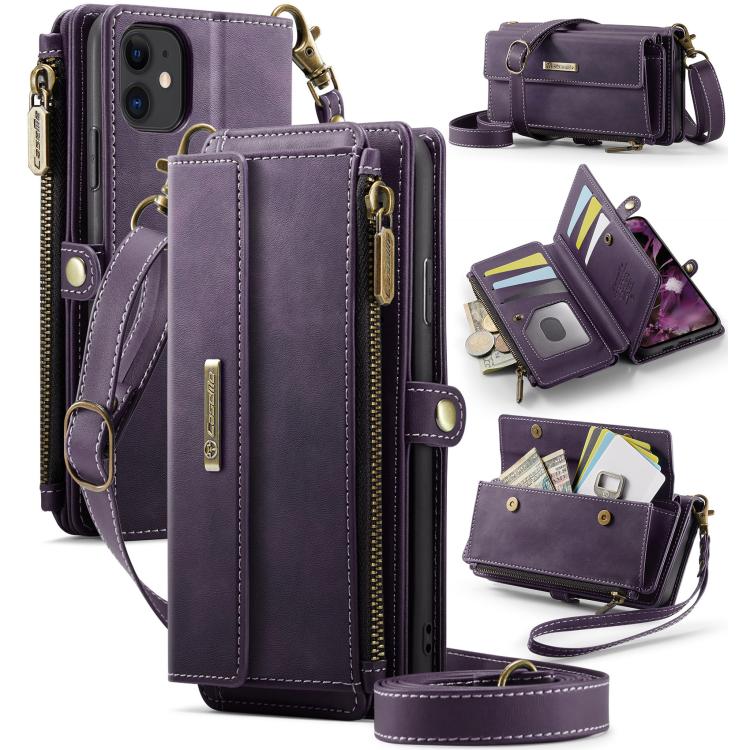CaseMe C39 RFID Blocking Zipper Wallet Leather Phone Case with Crossbody Strap, For iPhone 13 Pro Max, For iPhone 13 Pro, For iPhone 13, For iPhone 13 mini, For iPhone 12 / 12 Pro, For iPhone 12 Pro Max, For iPhone 12 mini, For iPhone 11 Pro Max       ...