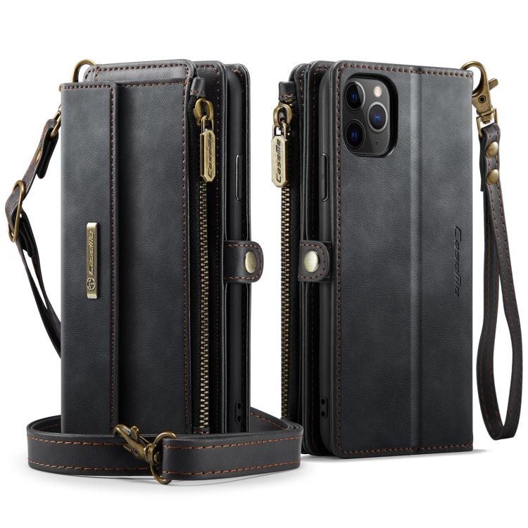 CaseMe C39 RFID Blocking Zipper Wallet Leather Phone Case with Crossbody Strap, For iPhone 11 Pro, For iPhone X / XS, For iPhone XR, For iPhone XS Max, For iPhone 7 Plus / 8 Plus