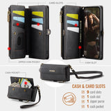 CaseMe C39 RFID Blocking Zipper Wallet Leather Phone Case with Crossbody Strap, For iPhone 11 Pro, For iPhone X / XS, For iPhone XR, For iPhone XS Max, For iPhone 7 Plus / 8 Plus