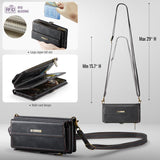 CaseMe C39 RFID Blocking Zipper Wallet Leather Phone Case with Crossbody Strap, For iPhone 11 Pro, For iPhone X / XS, For iPhone XR, For iPhone XS Max, For iPhone 7 Plus / 8 Plus