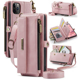 CaseMe C39 RFID Blocking Zipper Wallet Leather Phone Case with Crossbody Strap, For iPhone 11 Pro, For iPhone X / XS, For iPhone XR, For iPhone XS Max, For iPhone 7 Plus / 8 Plus